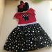 Disney Dresses | Disney Minnie Mouse Dress With Hood Size 7/8 | Color: Black/Red | Size: 7/8