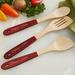 Personalization Mall 3 Piece Assorted Kitchen Utensil Set Bamboo in Brown/Red | Wayfair 18535