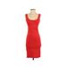 Forever 21 Casual Dress - Bodycon Scoop Neck Sleeveless: Red Print Dresses - Women's Size X-Small