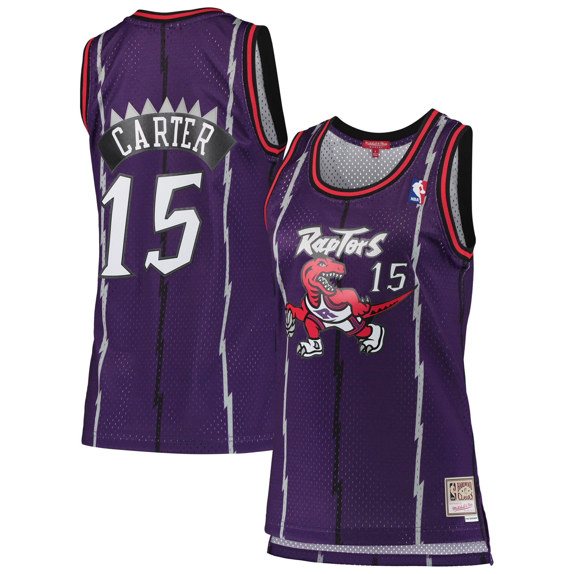 Mitchell & Ness Vince Carter Damen-Swingman-Trikot in Lila, Toronto Raptors 1998/99, Hardwood Classics.