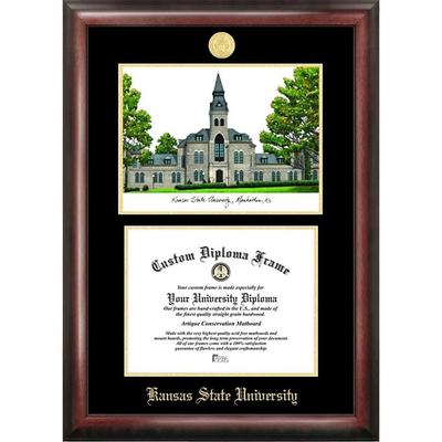 Kansas State University 11w x 8.5h Gold Embossed Diploma Frame with Campus Images Lithograph