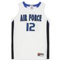 Air Force Falcons Team-Issued #12 White Blue and Black Jersey from the Basketball Program - Size L