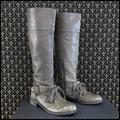 Anthropologie Shoes | Anthro “Buckled Oxford Boots” By Lucky Penny | Color: Gray/Tan | Size: 7.5