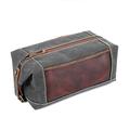 LONDO - Kulturbeutel aus echtem Leder und Canvas Reise-Kulturbeutel Dopp Kit - Unisex (Dunkelbraun)