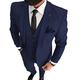 Men's Navy Blue Business Suits Two Button 3 Piece Slim Fit Notch Lapel Wedding Tuxedos Suit 38/32