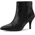 Allegra K Women's Pointed Toe Sparkly Stiletto Heels Ankle Boots Black 9 UK/Label Size 11 US