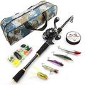 New bait casting rod and casting reel set, carbon telescopic trout rod reel bait full set of fishing equipment, folding fishing rod set with fishing tackle bag, rod and roll combo1.8M-2.7M ZYDYG