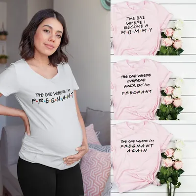 T-shirt à manches courtes pour femme enceinte t-shirt d'annonce de bébé chemise de grossesse