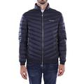 A|X ARMANI EXCHANGE Herren Daunenjacke Milano/New York Logo mit Reißverschluss Daunenalternative Mantel, Marineblau/Melange Grau, L