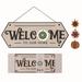 The Holiday Aisle® 5 Piece Wood Welcome Sign w/ Interchangeable Icons Set Wood in Brown | 7.25 H x 0.5 W x 18.75 D in | Wayfair