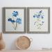 Red Barrel Studio® Blue Blossom Botanical I - 2 Piece Picture Frame Painting Set on Canvas Canvas, in Black/Blue/Green | Wayfair