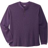 Men's Big & Tall Waffle-Knit Thermal Henley Tee by KingSize in Heather Dark Purple (Size 2XL) Long Underwear Top