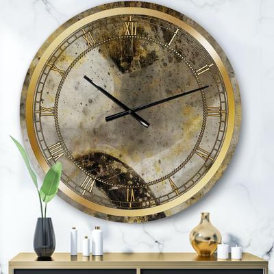 Glam Gold Desert Neutral Glam Wall Clock by Designart in Gold