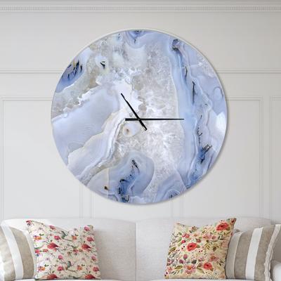 Agate Stone Modern Wall Clock by Designart in Whit...