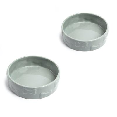 Set Of Two Manor Grey Large Pet Dog Bowls by Park ...