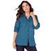 Plus Size Women's Frankie Big Shirt by Roaman's in Blue Plaid (Size 16 W)
