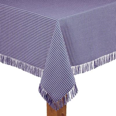 Wide Width Homespun Check Woven Tablecloth by LINTEX LINENS in Marine Blue (Size 52" W 70" L)