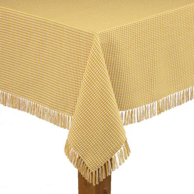 Wide Width Homespun Check Woven Tablecloth by LINTEX LINENS in Gold (Size 60" W 102"L)
