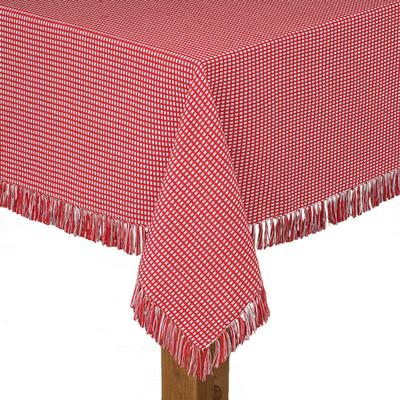 Wide Width Homespun Check Woven Tablecloth by LINTEX LINENS in Red (Size 60" W 102"L)