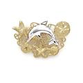 14ct Two Tone Gold Dolphin Seashore Slide Jewelry for Women