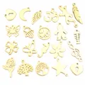 10 pcs/lot 316 En Acier Inoxydable Plaqué Or Arbre Lune Papillon Petits Charmes Pendentif Pour