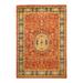 Overton Hand Knotted Wool Vintage Inspired Traditional Mogul Orange Area Rug - 6' 1" x 9' 0"