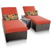 Classic Chaise Set of 2 Outdoor Wicker Patio Furniture With Side Table