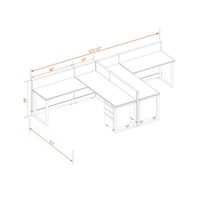 Open Office Workstation 39H 2pack T Cluster Unpowered