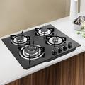 DALELEE Kitchen Gas Cooktop Stove Top 4-Burners Tempered Glass Built-In LPG/Natural Gas Cast Iron in Black/Gray/White | Wayfair DALELEE390