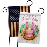 Ornament Collection Happy Bunny Eggs 2-Sided Polyester 1'5 x 1'1 ft. Garden flag in Pink/White | 18.5 H x 13 W in | Wayfair