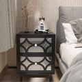 Willa Arlo™ Interiors Cambra Modern Contemporary Nightstand, 2-Drawer Mirrored Nightstand Wood in Black | 23.43 H x 17.91 W x 11.81 D in | Wayfair