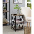 Tucson End Table with Shelves in Weathered Barnwood/Black - Convenience Concepts 161849WBDWBL
