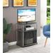 Designs2Go TV Stand with Black Glass Storage Cabinet and Shelf in Weathered Gray - Convenience Concepts 151056WGY