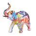 Juniper + Ivory 8 In. x 13 In. Graffiti Sculpture Multi Colored Polystone Elephant - 67575