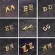 Boucles d'Oreilles en Or avec 26 Lettres de l'Alphabet pour Femme Bijoux en Strass avec Initiales