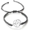 Bracelet en corde tressée avec symbole OM fait à la main rouge noir cordon ajustable pour