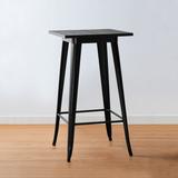 Glitzhome 43"H Rustic Steel Elm Wood Square Pub Bar Table Bar Stools Set