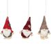 Set of 3 Red and Gray Skiing Gnome Christmas Ornaments 4"