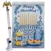 Angeleno Heritage Happy Hanukkah 2-Sided Polyster 40 x 28 in. Flag Set in Blue/Brown | 40 H x 28 W in | Wayfair AH-HK-HS-137326-IP-BO-02-D-US20-AH