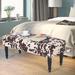 August Grove® Flaxton 16.9" Wide Square Animal Print Footstool Ottoman Linen/Scratch/Tear Resistant in Black | Wayfair