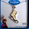 Disney Jewelry | Disney Frozen Austrian Crystal Ice Skate Pendent | Color: Cream/Silver | Size: Os