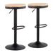 Dakota Contemporary Adjustable Barstool in Black Metal and Natural Wood by LumiSource - Set of 2 - Lumisource BS-DAKOTA BKNA2