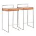 Fuji Contemporary Stackable Counter Stool in Stainless Steel with Camel Faux Leather Cushion by LumiSource - Set of 2 - Lumisource B26-FUJI CAM2