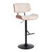 Lombardi Mid-Century Modern Barstool in Black Metal and Cream Noise Fabric with Walnut Wood Accent by LumiSource - Lumisource BS-LMB BKCR