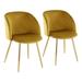 Fran Contemporary Chair in Gold Metal and Chartreuse Velvet by LumiSource - Set of 2 - Lumisource CH-FRAN AUYG2