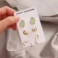 Boucles d'Oreilles Délicates en Émail Vert Bleu Rose Petits Clous d'Oreilles Dorés Cadeaux pour