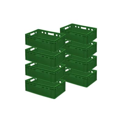 8x Fleischkasten / Eurobehälter E2, grün, LxBxH 600x400x200 mm