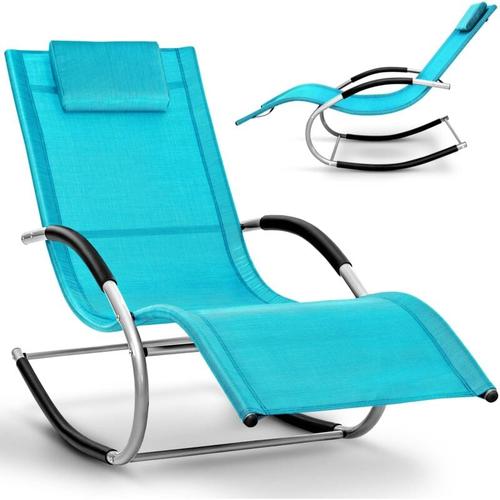 Relaxliege Blau Gartenliege faltbar Liegestuhl wetterfest Schwungliege 150 kg Belastung Sonnenliege