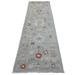 Shahbanu Rugs Oushak Soft Pliable Wool Hand Knotted Gray with Soft Colors Oriental Runner Rug (2'9" x 9'6") - 2'9" x 9'6"