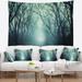 East Urban Home Polyester Fall Forest Path w/ Green Light Tapestry w/ Hanging Accessories Included Polyester in Black/Green | 50 H x 60 W in | Wayfair